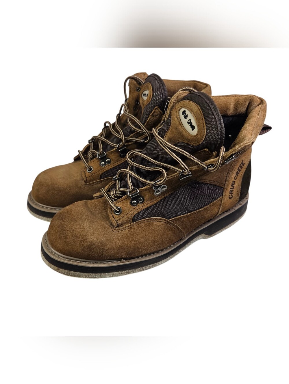 Men's Brown Suede Lace-Up Work Boots. Size 10